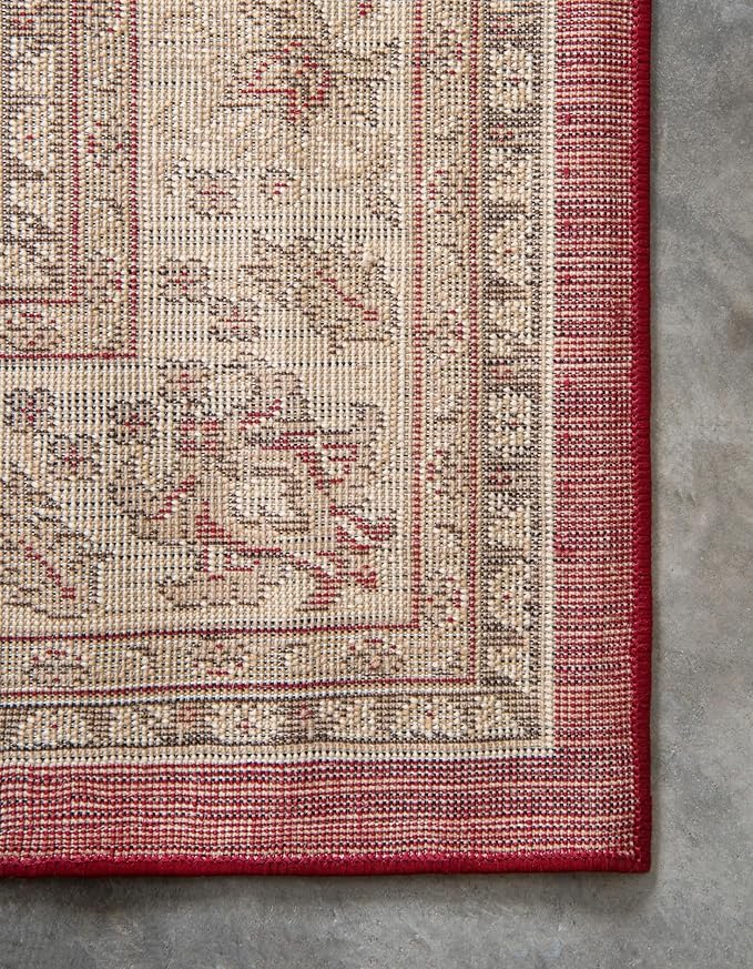 Unique Loom Sialk Hill Collection Area Rug - Washington (2' x 6' 1" Runner Burgundy/Cream)