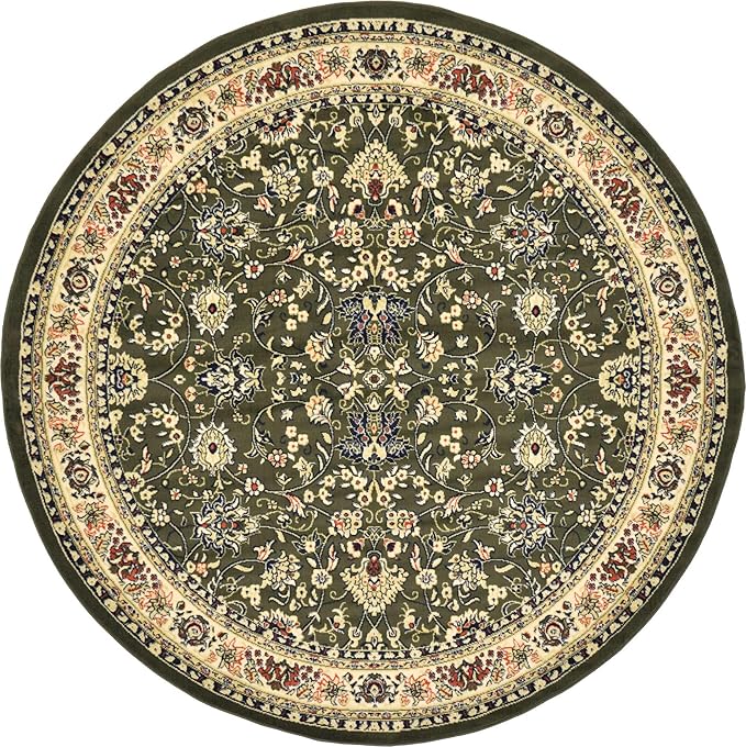 Unique Loom Sialk Hill Collection Area Rug - Washington (7' 10" Round Green/Hunter Green)