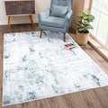 Bloom Rugs Caria Washable Non-Slip 8x10 Rug - Ivory/Silver/Blue Modern Abstract Area Rug for Living Room, Bedroom, Dining Room, and Kitchen - Exact Size: 7'8" x 10'