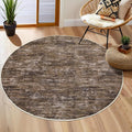 RUGSREAL Washable Round Rug 4x4 ft for Living Room Modern Round Rug Small Bedside Carpet with Rubber Backing Stain Resistant Small Entry Mat Neutral Circle Rug for Bedroom Nursery Home Decor, Brown