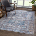 Bloom Rugs Washable 6' x 9' Rug - Slate Gray/Blue Traditional Area Rug for Living Room, Bedroom, Dining Room, and Kitchen - Exact Size: 6' x 9'