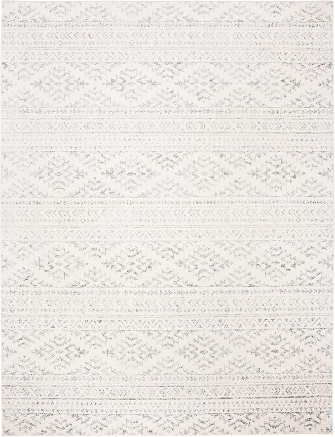 SAFAVIEH Area Rug 12x15 - Tulum Collection - Large - Ivory & Grey, Moroccan Boho Tribal Design, Non-Shedding & Easy to Clean, Ideal for Living Room, Bedroom, Dining Space (TUL272A)