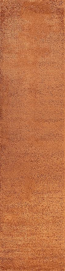 Eyely UES100M-210 Supersoft Haze Solid Low-Pile Indoor Runner Rug Casual;Contemporary;Solid;Traditional, Bedroom, Kitchen, Living Room, Easy-Cleaning, Non-Shedding, 2 X 10, Orange