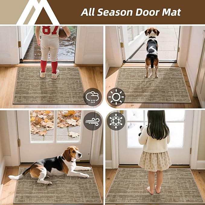 COSY HOMEER-Dirt-Trapper-Door-Mat 32"x48" Non-Slip Entryway Rugs Washable Welcome Mat Absorbent Entrance Mats Low Pile Dog Door Mats for Front Back Doomats and Wet Shoes,Taupe