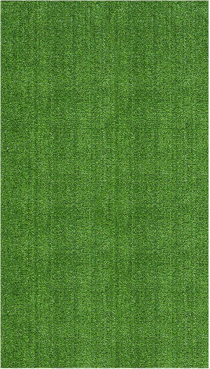 Ottomanson Artificial Grass Turf 5'3" x 8'2" Indoor Outdoor Faux Grass Rug with Drainage Holes, Customizable with Extra Long Size Options, Perfect for Patio Lawn Balcony Weddings Photoshoot Backdrop
