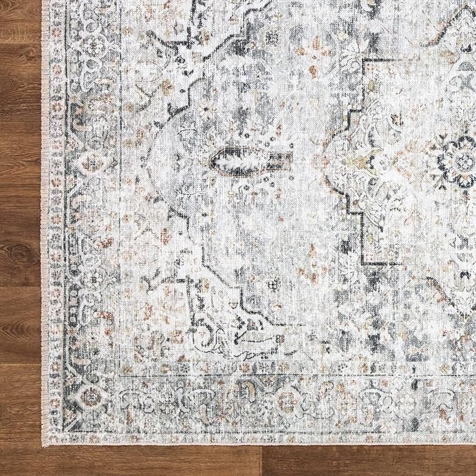 Bloom Rugs Caria Washable Non-Slip 9x12 Rug - Ivory/Gray/Caramel Traditional Area Rug for Living Room, Bedroom, Dining Room, and Kitchen - Exact Size: 9' x 12'