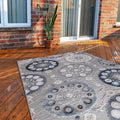 CAMILSON Indoor Outdoor Rug 6x9 Bohemian Medallion Floral Area Rugs for Indoor and Outdoor Patios Easy-Cleaning Non-Shedding Living Room Garden and Kitchen Washable Outside Carpet (6 x 9 / Blue)