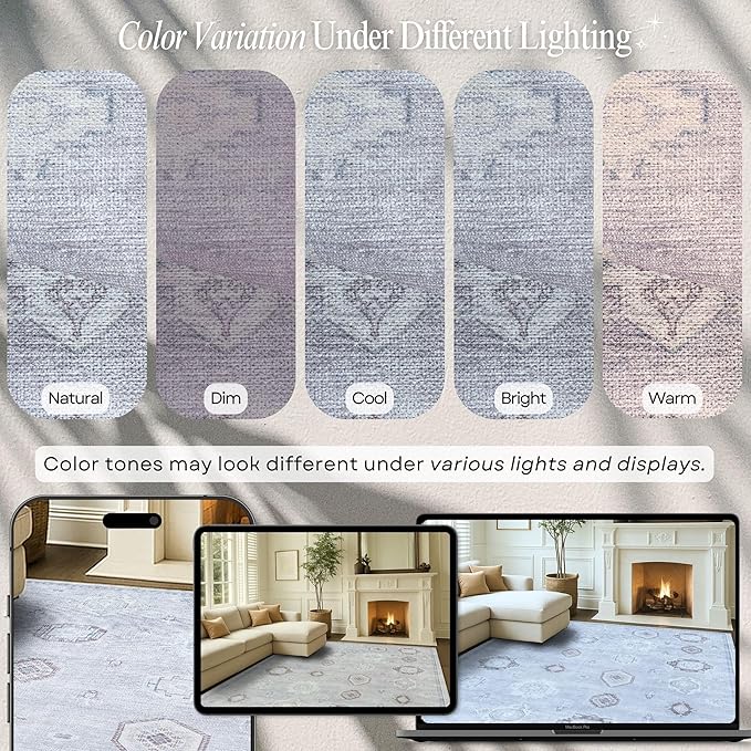 Fame Rugs Turkish Rug. Washable Vintage Oriental Antique Inspired Traditional Doormat Small Modern Area Rugs Luxury Entryway Entry Bedroom Bathroom Kitchen (393VG, 2'5 x 6'9)