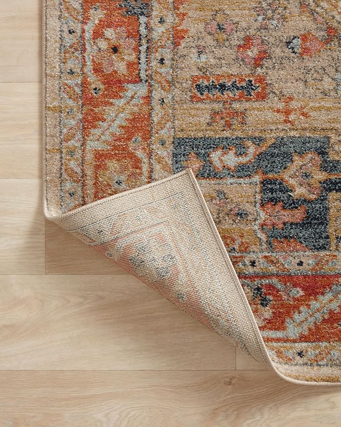 Loloi Jocelyn Collection JOC-01 Sand/Multi 5'-5" x 7'-6" .38" Thick Area Rug