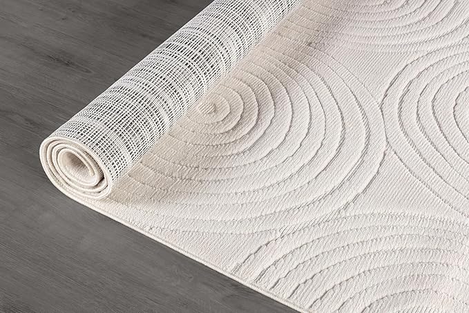 Beverly Rug Micro Loop Area Rug Light Gray 8x10 Geometric Modern Luxury Circular Durable Soft Indoor Rugs for Living Dining Room Office Stain Resistant Non Shedding Casual Indoor Carpet 8 x 10