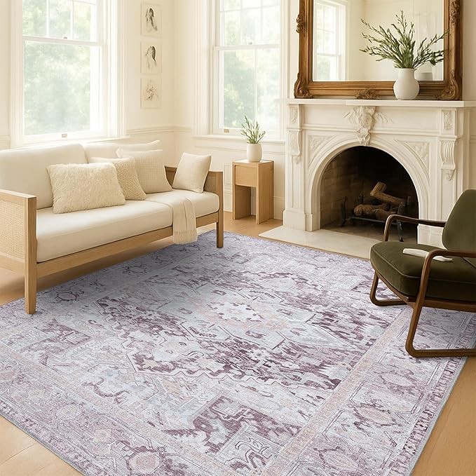 Washable Area Rug, Modern Farmhouse, Vintage, Turkish, Bohemian, Distressed, Oriental, Traditional, Rugs for Living Room, Dining, Bedroom, Office, Entryway, Foyer, (861PP, 2' x 3')