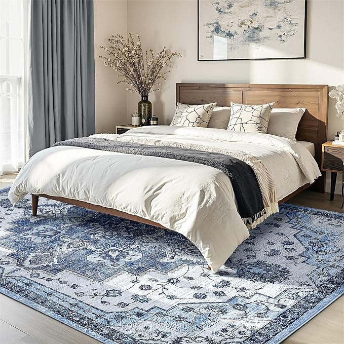 8x10 Area Rugs,Boho Vintage Oriental Washable Rugs,Collapsible Area Rug for Bedroom, Entryway, Kitchen, Bathroom