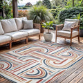 CAMILSON Indoor Outdoor Rug, Multicolor 6x9 Geometric Arch Striped Area Rugs for Patio and Home Areas, Easy-Cleaning Non-Shedding Living Room, Garden and Deck Washable Outside Carpet (6 x 9)