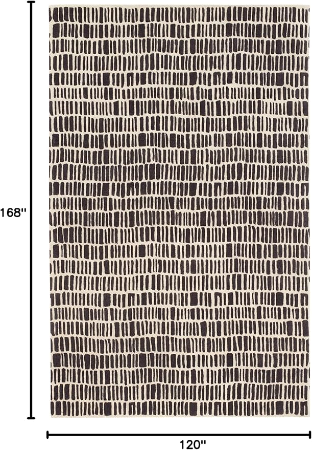 Dash and Albert Roark Wool Area Rug - 9.5 X 13.5 Charcoal Geometric Hand Tufted Accent Rug - Durable, High Traffic Areas Hallway, Living Room, Stairs - Premium Luxury Hotel Quality Soft Breathable