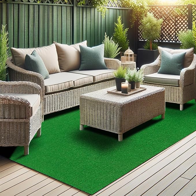 Ottomanson Artificial Grass Turf 6'6" x 34' Indoor Outdoor Faux Grass Rug with Drainage Holes, Customizable with Extra Long Size Options, Perfect for Patio Lawn Balcony Weddings Photoshoot Backdrop