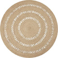 REDEARTH · Round Area Rug - 5 Feet Braided Scalloped Earthy Trails Jute Rug- Artisan Made Boho Jute Patterned Rugs for Bedroom, Kitchen, Living Room, Farmhouse, Aesthetic, Handmade Vintage Décor