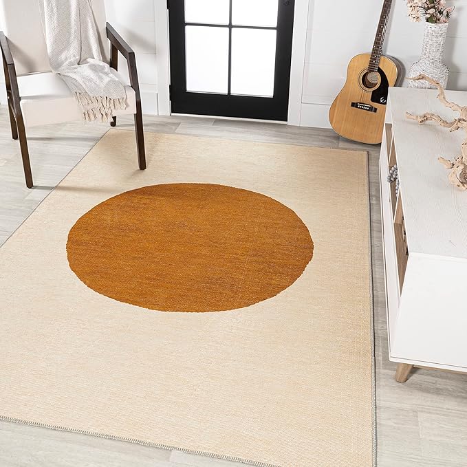 JONATHAN Y Machine Washable Indoor Area Rug 4X6 Cream/Terracotta, Cirkel Minimalist Geometric Dot for Living Room, Bedroom, Kitchen, Office, Easy-Cleaning, Pet-Friendly, Non-Shedding WSH113A-4