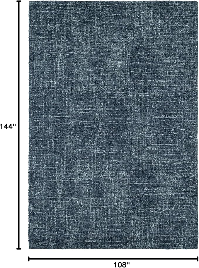 Dash and Albert Crosshatch Denim Hand Micro Hooked Wool Rug, 8.5 X 11.5 Feet, Blue Solid Pattern - Premium Luxury Hotel Quality Soft Breathable Hypoallergenic Machine Washable Easy Care All Season