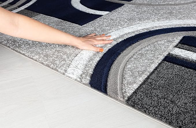 GLORY RUGS Area Rug Modern Soft Hand Carved Contemporary Floor Carpet with Premium Fluffy Texture for Indoor Living Dining Room and Bedroom Area (4x6, Navy)