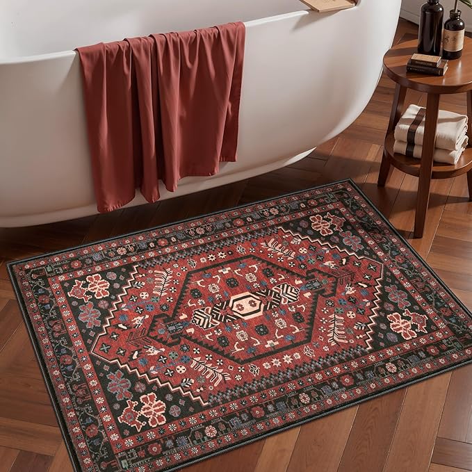 Ciicool Small Area Rug, 2x3ft Boho Rug, Ultra Soft Entry Rugs for Entryway, Non-Slip Washable Oriental Low-Pile Indoor Mat Floor Carpet for Entrance Bedroom Kitchen Bathroom Foyer Decor