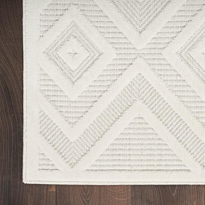 Nourison Home Versatile Ivory White 10' x 14' Area Rug - Easy Clean, Non Shedding, Bed Room, Living Room, Dining Room, Kitchen (10' x 14')