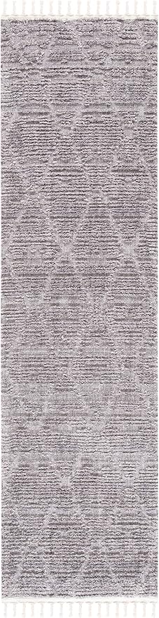 SAFAVIEH Marrakesh Collection Runner Rug - 2'2" x 10', Grey, Moroccan Boho Tribal Tassel Design, Non-Shedding & Easy Care, Ideal for High Traffic Areas in Living Room, Bedroom (MRK517F)