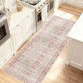Kuden 2'6"x10 Runner Rug, Machine Washable Area Rug with Non-Slip Backing, Vintage Style, Soft, Easy Clean, Low Pile Rug for Hallway, Entryway, Kitchen, Bedroom