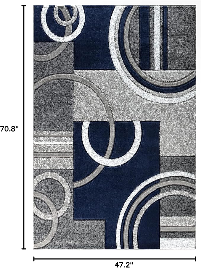 GLORY RUGS Area Rug Modern Soft Hand Carved Contemporary Floor Carpet with Premium Fluffy Texture for Indoor Living Dining Room and Bedroom Area (4x6, Navy)