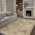 Brown Multi Area Rug 6x9 Vintage Washable Distressed Living Room Carpet Large Indoor Non Slip Traditional Medallion Retro Low Pile Accent Throw Rug Bedroom Kitchen Office Dining Room