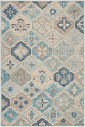 Dash & Albert Pali Multi Machine Washable Rug, 7.5 X 9.5 Feet, Blue Geometric Pattern