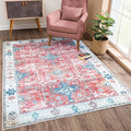 Bloom Rugs Washable Non-Slip 8' x 10' Rug - Red/Blue Traditional Area Rug for Living Room, Bedroom, Dining Room, and Kitchen - Exact Size: 8' x 10'