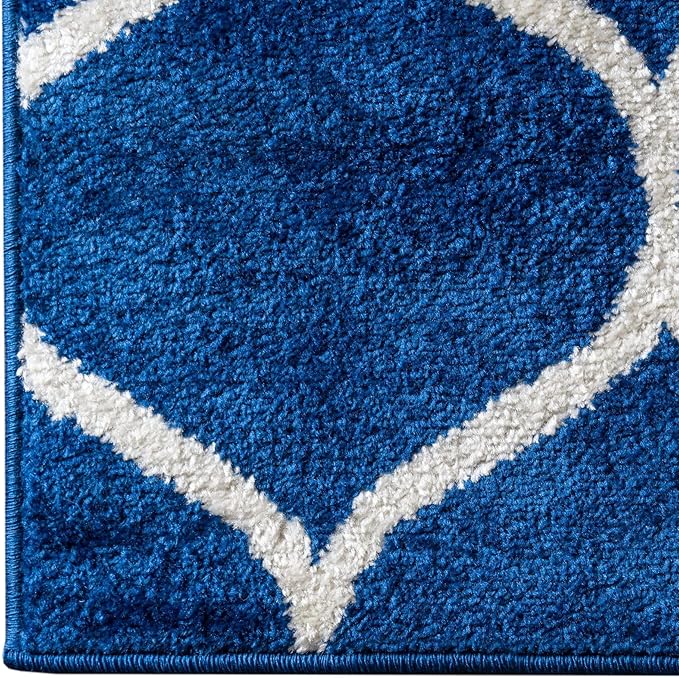 Rugs.com Lattice Frieze Collection Rug – 3' Square Navy Blue Medium Rug Perfect for Living Rooms, Kitchens, Entryways