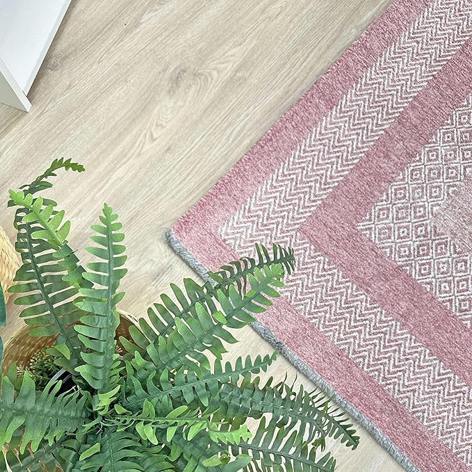 Alfa Rich 3x5 Mauve Lilac Washable Area Rugs for Living Room Bedroom Kitchen Cotton Runner