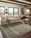 Loloi Magnolia Home by Joanna Gaines Sinclair Collection SIN-03 Turquoise/Multi 3'-6" x 5'-6", .25" Pile Height, Machine Washable, Accent Rug