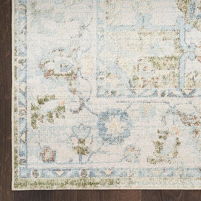 Nourison Home Astra Machine Washable Blue Green 2'2" x 4' Area Rug - Easy Clean, Non Shedding, Bed Room, Living Room, Dining Room, Kitchen (2' x 4')