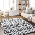 Livabliss Hapsburg Moroccan Shag Area Rug,6'7" x 9'6",Black/White