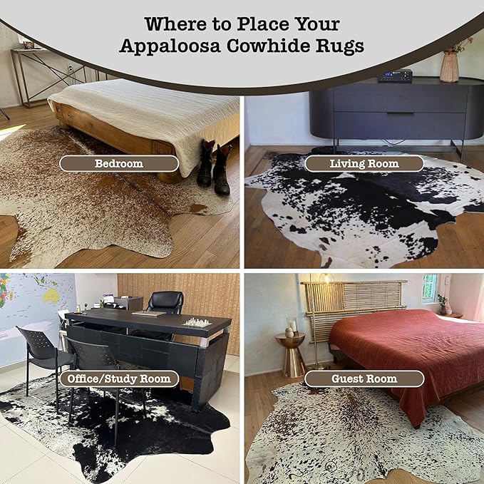 Genuine Cowhide Rug - Natural Leather Hide Rugs for Living Room & Area Rug for Bedroom - Real Cowhides Rug for Rustic Home Decor - Multicolor Speckled Cowhide Rugs Collection
