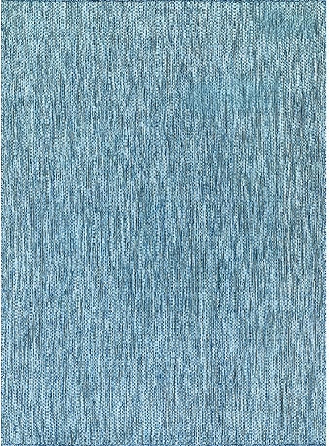 Beverly Rug Indoor Outdoor Rug 10x14, Washable Outside Carpet for Patio, Deck, Porch, Solid Modern Area Rug, Water Resistant, Aqua Blue