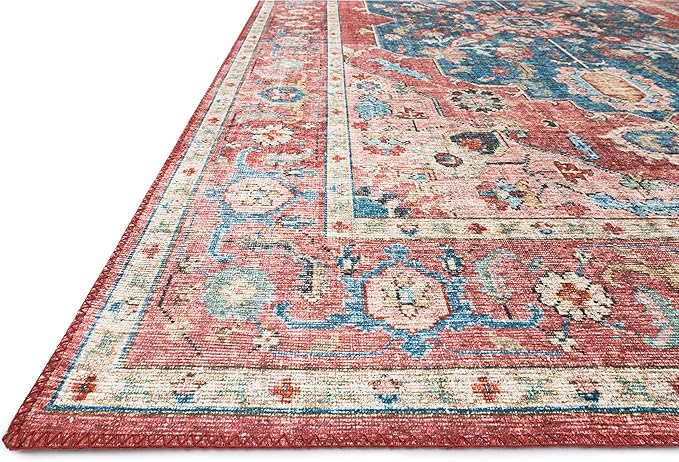 Loloi II Skye Collection SKY-05 Brick/Ocean 3'-6" x 5'-6" Accent Rug