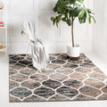 Rugs.com Lattice Frieze Collection Rug – 5' Square Blue Multi Medium Rug Perfect for Living Rooms, Kitchens, Entryways