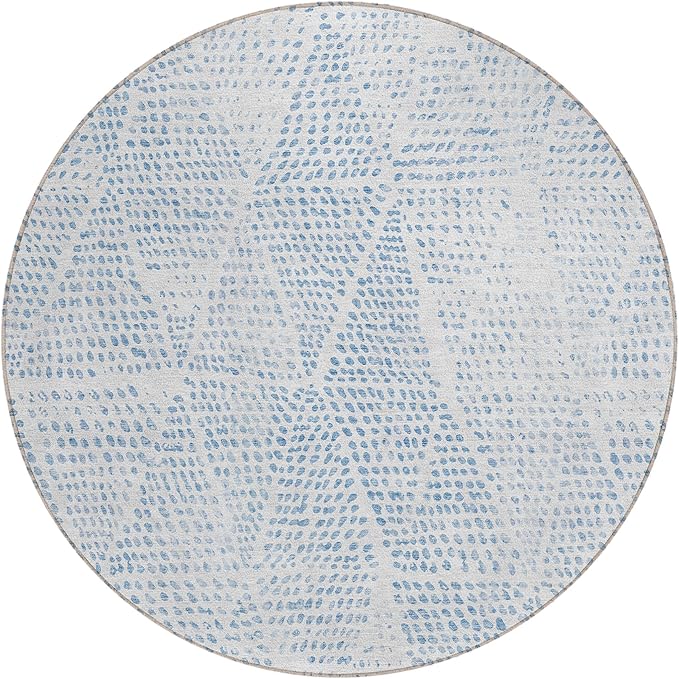 Addison Rugs Chantille ACN591 Denim 8' x 8' Indoor Outdoor Round Rug, Easy Clean, Machine Washable, Non Shedding, Bedroom, Living Room, Dining Room, Kitchen, Patio Rug