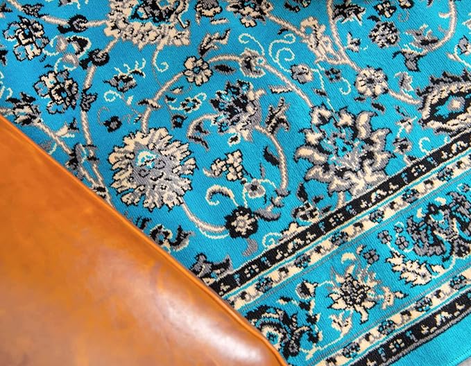 Unique Loom Sialk Hill Collection Area Rug - Washington (4' 1" x 6' 1" Rectangle Turquoise/Black)