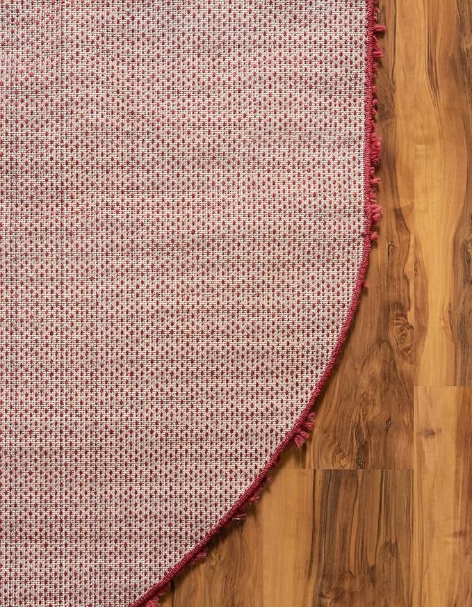 Unique Loom Davos Shag Collection Area Rug - Solid (5' 3" x 8' Oval, Poppy)