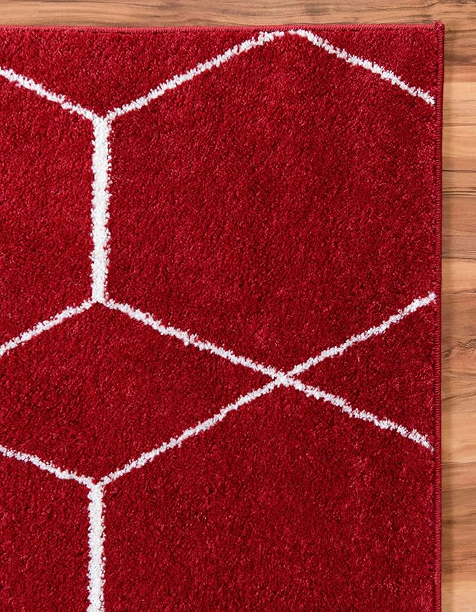 Unique Loom Trellis Frieze Collection Area Rug - Geometric (4' 1" x 6' 1", Red/ Ivory)