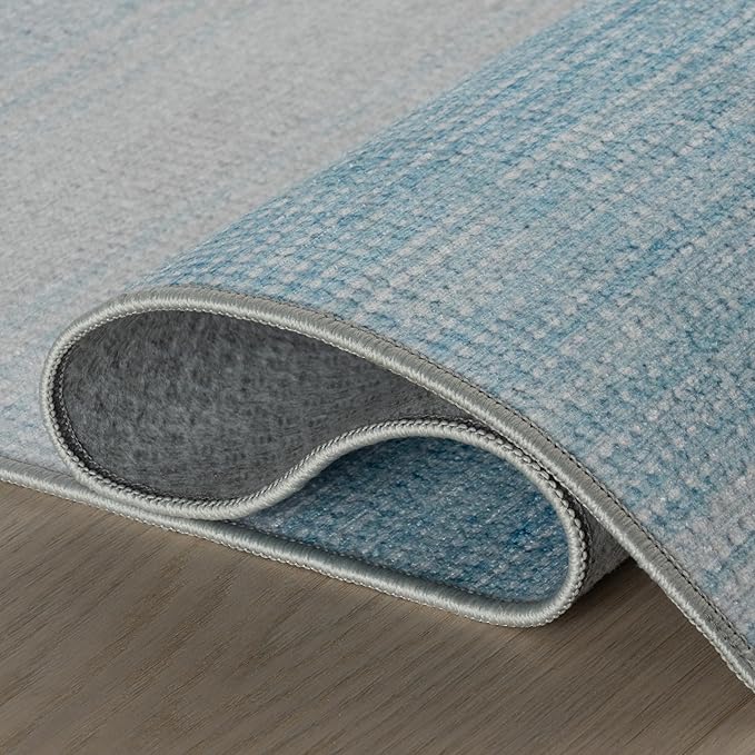 Dash & Albert Pandora Blue Machine Washable Rug, 2 X 3 Feet, Blue Abstract Pattern