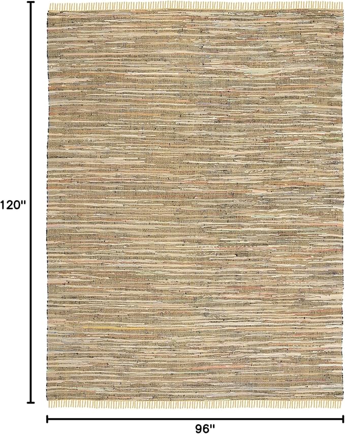 SAFAVIEH Rag Rug Collection Area Rug - 8' x 10', Yellow & Multi, Handmade Boho Stripe Cotton, Ideal for High Traffic Areas in Living Room, Bedroom (RAR121H)