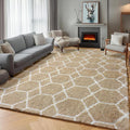 ONASAR 5x7 Area Rugs for Living Room Bedroom, Washable Fluffy Beige and White Shag Rug, Geometric Boho Soft Plush Shaggy Floor Carpet Mat for Nursery Kids Girls Boys Teen Dorm Home Decor Aesthetic