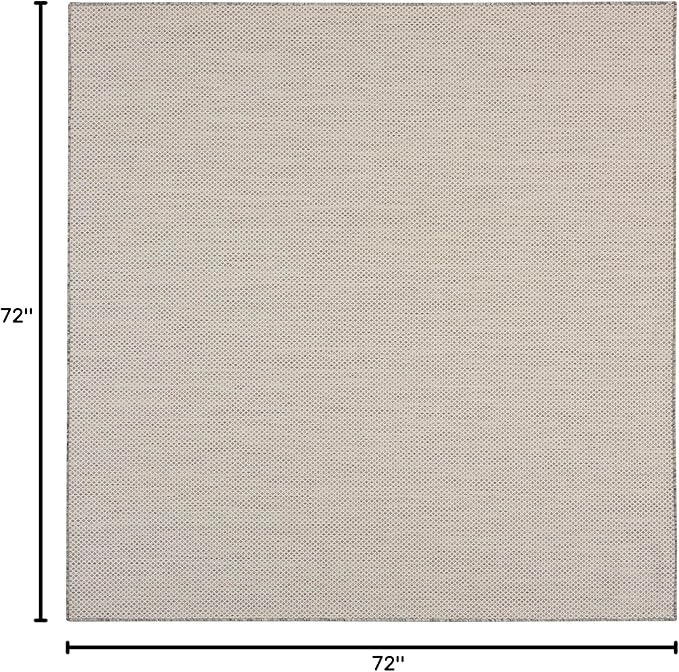 Nourison Home Courtyard Ivory Silver 6' x Square Area Rug - Easy Clean, Non Shedding, Bed Room, Living Room, Dining Room, Kitchen (6' x Square)