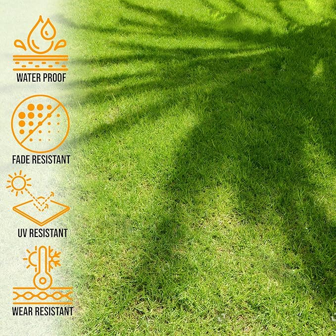 Ottomanson 6'6" x 52' Artificial Faux Grass Rug - Realistic Turf with UV Protection - Perforated for Easy Drainage - Durable, Hose-Off Synthetic Lawn Carpet for Indoor & Outdoor Use, Green