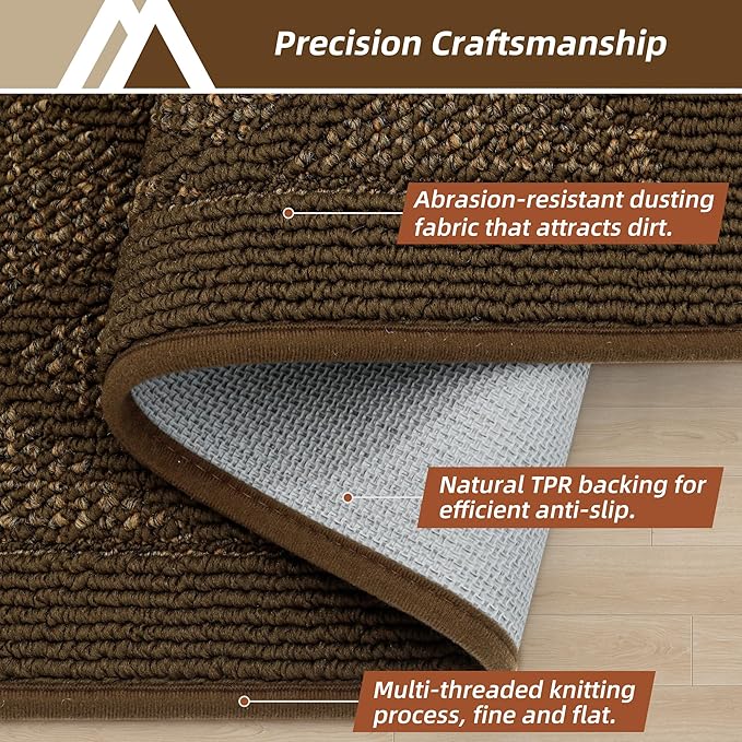 COSY HOMEER Non-Slip Door Mat 32"x48", Entryway Rugs Low Profile Absorbent Dirt Trapper Doormat for Front Entrance, Washable Polypropylene Entry Mat (Dark Brown)